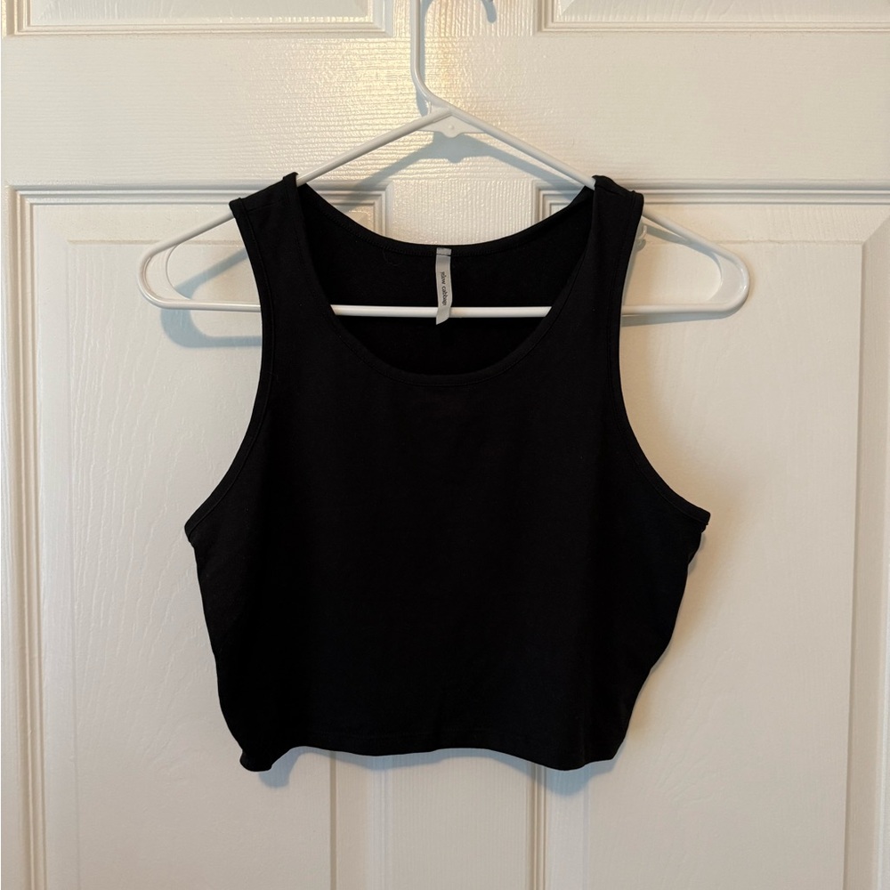 Black Fitted Crop Tank Top
